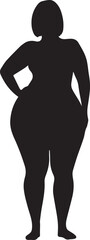 Overweight Woman Vector Illustration, Overweight People Silhouette
