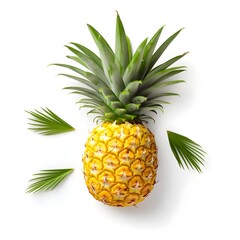 Fresh pineapple isolated white background AI generated