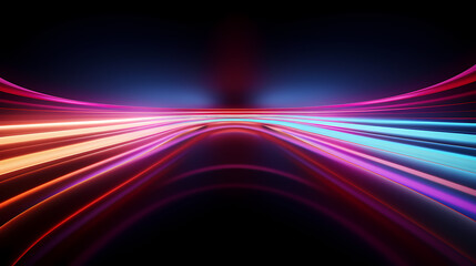 3D render, abstract geometric background of neon linear ring glowing in the dark, minimalist futuristic wallpaper