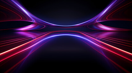 3D render, abstract geometric background of neon linear ring glowing in the dark, minimalist futuristic wallpaper