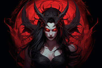 Horned demon witch. Generative AI