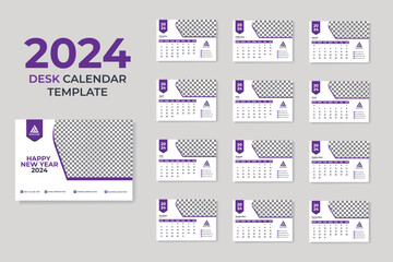 Creative and clean business desk calendar 2024 print template