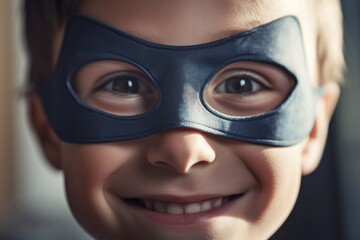 Fototapeta premium Boy pretending a super hero, AI generated