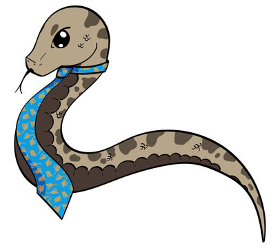 Cartoon Illustration of a Snake wearing a tie