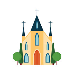 Vector Catholic Church flat design. Catholic temple icon vector illustration