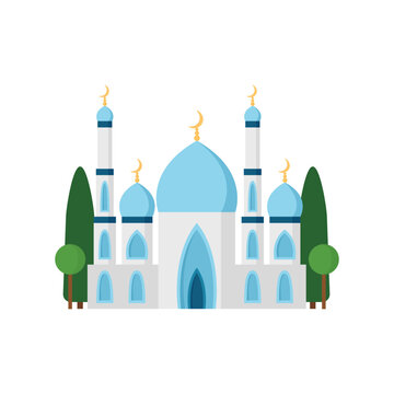blue mosque building flat design clip art preview