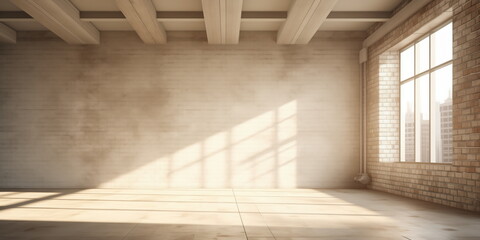 white loft room with sunlight.
