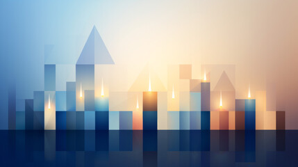 geometric Festival of Lights in blue and cream