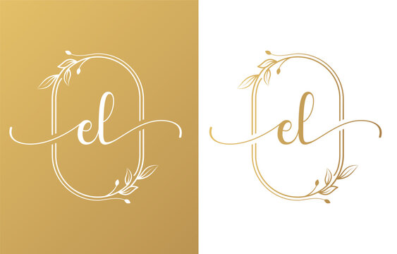 Letter E Beauty Logo with Flourish Ornament