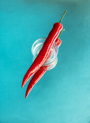 Red hot chili pepper composition, spicy organic paprika background