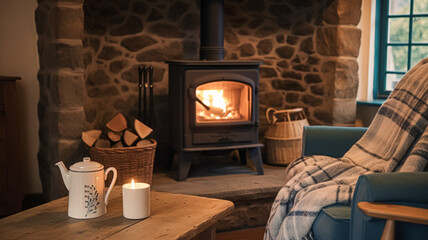 Old cottage interior design, home decor, sitting room and living room, sofa and fireplace in English country house, countryside home