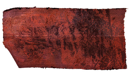 old red cloth fabric sticker isolated with grungy texture, sticker with folding mark, png asset,...