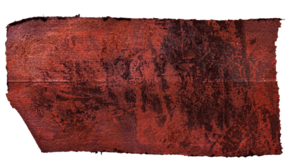 old red cloth fabric sticker isolated with grungy texture, sticker with folding mark, png asset, design element.