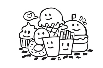 Coloring Cute Doodle Illustration