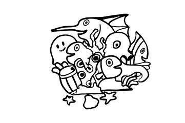 Coloring Cute Doodle Illustration