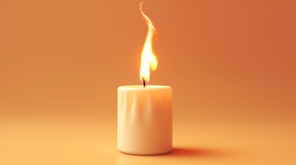 Candle flame on beige background realistic Ai generative