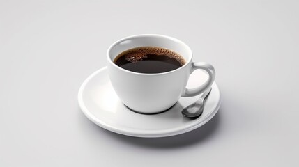 white cup with black coffee white background Ai generative