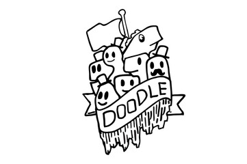 Obraz premium Coloring Cute Doodle Illustration