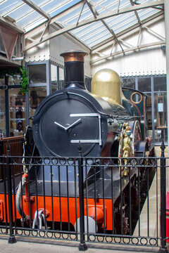 15 June 2023 A reproduction of The Queen (Victoria) steam locomotive on display at the Winsdor Royal Shopping Centre in Royal Windsor Berkshire