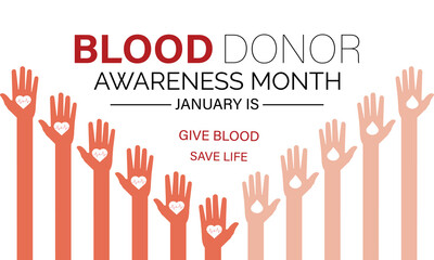 Vector banner template design concept of National Blood Donor Month. Poster, card, background design. Give blood , save life Vector illustration.
