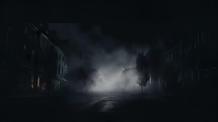 Dark gloomy empty street sm - obrazy, fototapety, plakaty