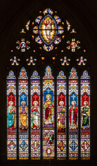 Stained glass windows in Cathedral of St Stephen in Brisbane, Australia.