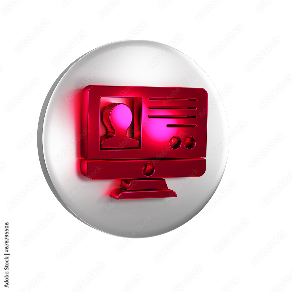 Canvas Prints red create account screen icon isolated on transparent background. silver circle button.