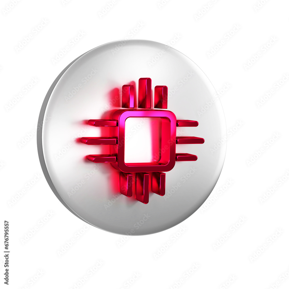 Aufkleber red computer processor with microcircuits cpu icon isolated on transparent background. chip or cpu w
