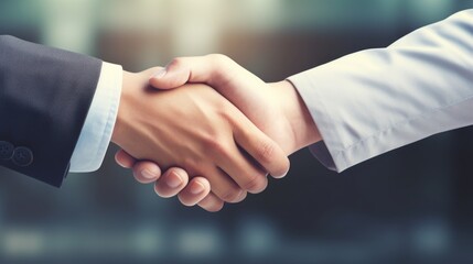 a human resources director shaking hands as a gesture of welcome to a new employee for the company