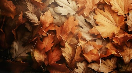 Autumn leaves lying on th - obrazy, fototapety, plakaty