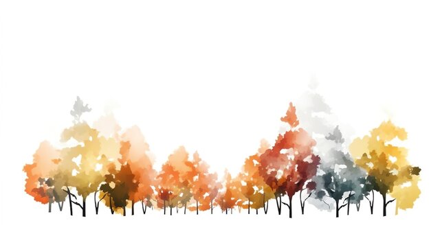 Autumn trees watercolor h