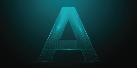 Polygonal illustration of A. Low Poly lines and dots background.