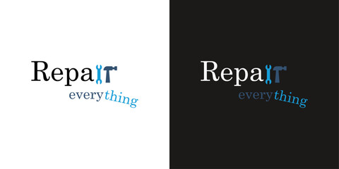 Repair everything. Logo for a repair shop or site. Image of a wrench and a hammer.