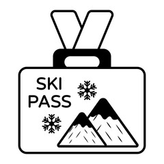 Carabiner Belt Ski Pass ID Card Holder Concept,  Season Ticket and Badge vector icon design, Winter Game Element symbol, Snowboard Equipment Sign, competitive sports activity stock illustration