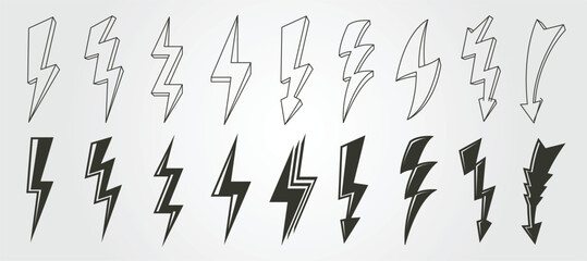 set of lightning flash vector icon symbol illustration design, lightning various illustration design - obrazy, fototapety, plakaty