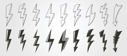 Tuinposter set of lightning flash vector icon symbol illustration design, lightning various illustration design © linimasa