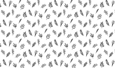 hand drawn botanical floral leaves herb decoration wedding pattern