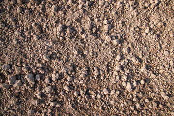 Brown crushed soil peat field abstract texture may be used as a  background wallpaper