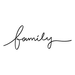 family hand lettering text