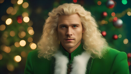 A Man Doing Costplay as an Elf During Christmas Season