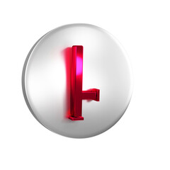 Obraz premium Red Police rubber baton icon isolated on transparent background. Rubber truncheon. Police Bat. Police equipment. Silver circle button.