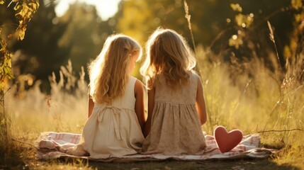 Girls friendship, Two little kids together 
