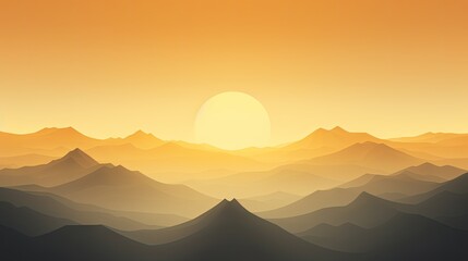  a sunset view of a mountain range with the sun rising over the top of the mountain range in the distance.  generative ai - obrazy, fototapety, plakaty