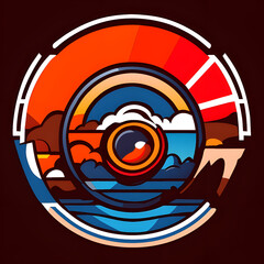 Obraz premium Vintage Lens: Retro Kamera-Logo Design