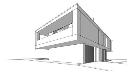 house building sketch architectural 3d illustration
