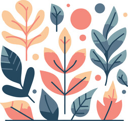seamless floral pattern leaves flat design illustration vector abstract object