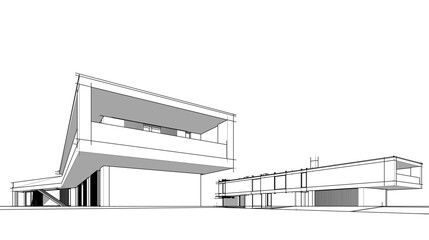 house building sketch architectural 3d illustration