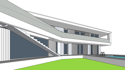 Fototapeta premium 3d render of a modern building