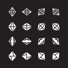 A set of diamonds in a flat style. Abstract white diamond collection icons. Linear outline sign.