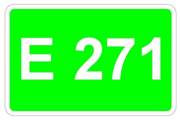 Illustration eines Europastraßenschildes der E 271 in Europa	